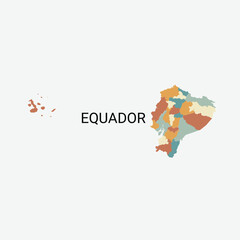 Obraz premium Equador Vector Map and Administrative Divisions 
