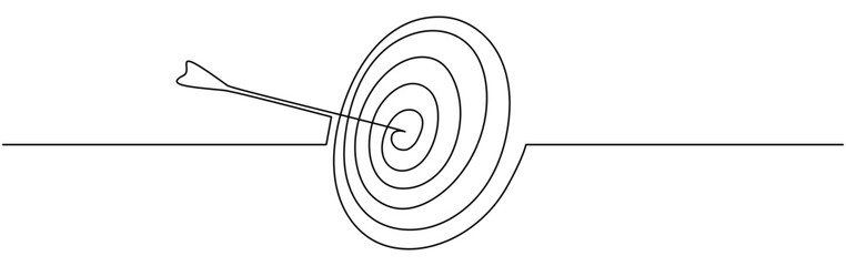 Target with arrow continuous one line drawing. Success concept. Vector illustration isolated on white. © Віталій Баріда