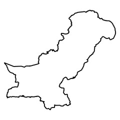 Pakistan Map Black Stroke Outline Version In PNG