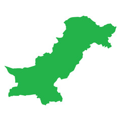 Pakistan Map Green Fill No Outline Extended Version In PNG