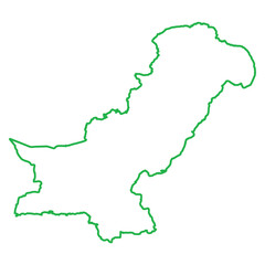 Pakistan Map Green Stroke Outline Version In PNG
