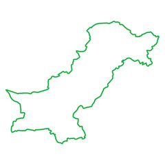 Pakistan Map Green Stroke Outline Extended Version In PNG