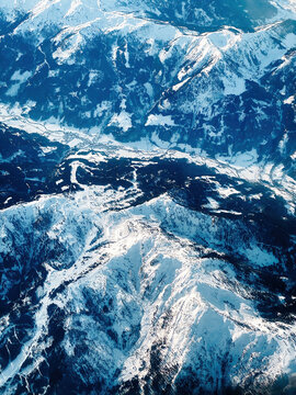 Aerial view of Kleinarl ski region in Austrian alps in Winter