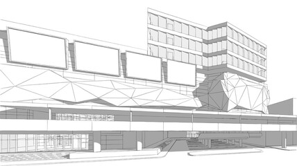 sketch of a shopping mall