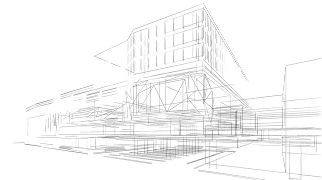 sketch of a shopping mall