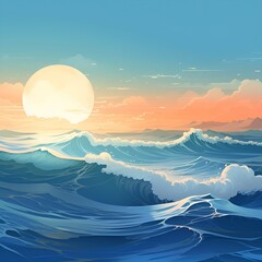 view of the morning sea of clouds around the peak at sunrise.generative AI