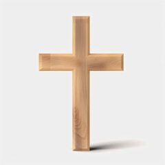 A wooden cross on a white background Generative Ai