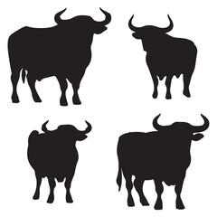 Water Buffalo silhouettes and icons. Black flat color simple elegant Water Buffalo animal vector and illustration.
