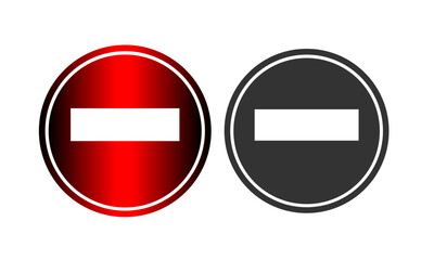 Stop circle road sign red and black icon in flat isolated vector.