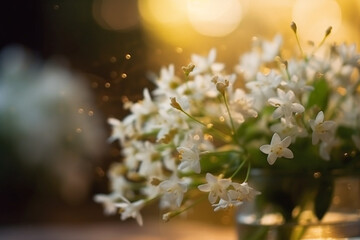 Fragrant Jasmine Bouquets of Flowers, bokeh 