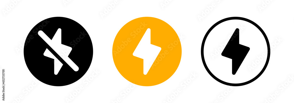 Poster flash thunder power icon, flash lightning bolt icon with thunder bolt - electric power icon symbol -