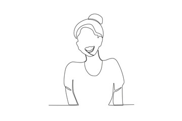 A woman smiled sweetly. World smile day one-line drawing