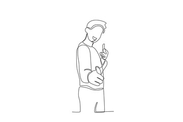 A smiling man poses casually. World smile day one-line drawing