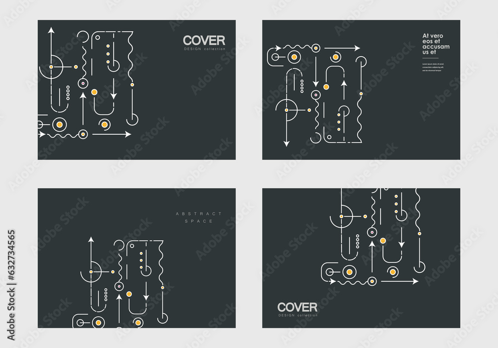 Poster abstract geometric shapes on cover brochures. technological background. vector creative design