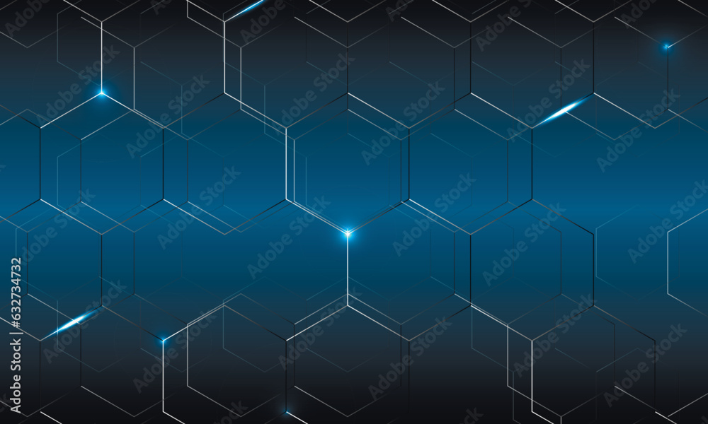 Leinwandbilder light glow blue background. medical and technology and science concept. abstract hexagonal pattern. 