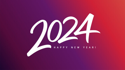 2024 calligraphy web slide. Happy New Year 2024 lettering, logo design. Vector illustration