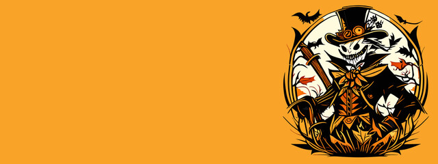 Halloween Copy Space Banner, Scary Halloween Monster, Halloween Copy Space Poster