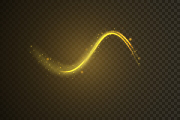Golden shiny spiral wave sparks.