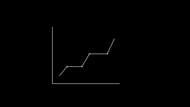 White line business graph growth concept animation on black background. k1_12