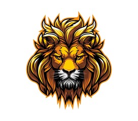 Fototapeta na wymiar AI generated lion head mascot with angry leo face