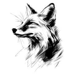hand scribbled fox in black and white