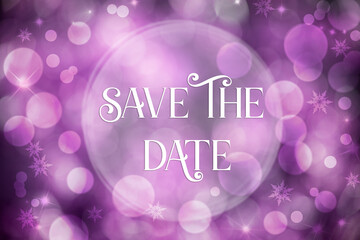 Purple Christmas Background, Shiny With Text Save The Date