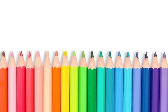 Isolated set of rainbow color wooden pencils. Multicolored bright background. Education - back to school. Art	 - Powered by Adobe