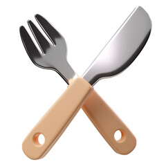 3d Render Illustration knife and fork icon
