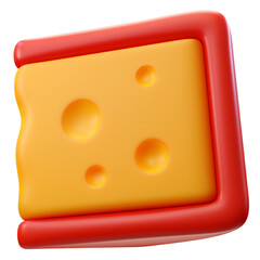 3d Render Illustration piece of cheese icon