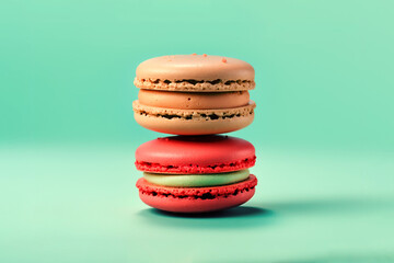 Macaroons on pastel background.