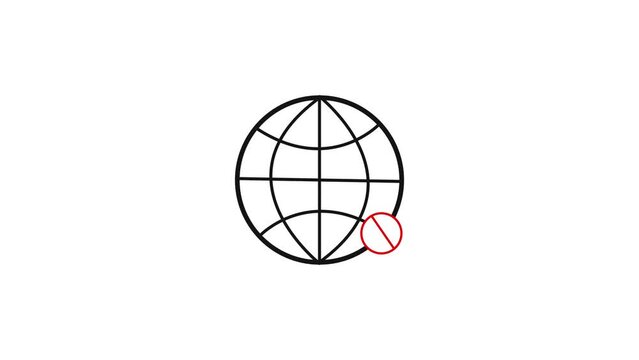 No internet sign in computer. world globe icon loop modules for concept background. k1_76