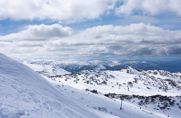 In the Perisher ski resort in winter in Australia