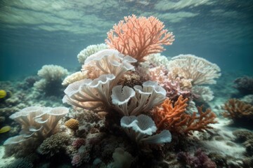 Naklejka na ściany i meble Vanishing Colors: Underwater Coral Whitening and Ecosystem Impact, Climate change