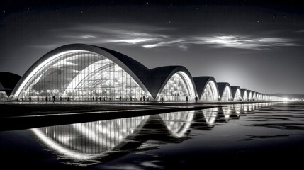 Architecture Concept Airport Terminal Brainstorming Illustration Graphic Digital Art KI Generative AI Wallpaper Background