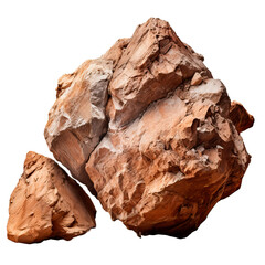 Rock stone boulder mountain clay ore isolated on transparent background. Generative AI