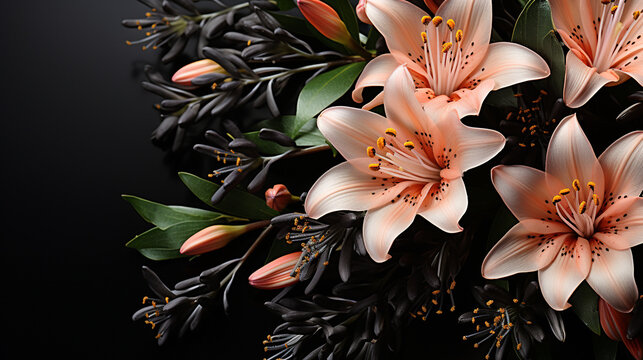 Fiori per messaggio funebre. Spazio per messaggio. Funerale. Ai generated.