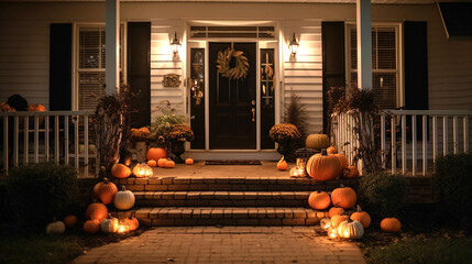 front porch Halloween decor