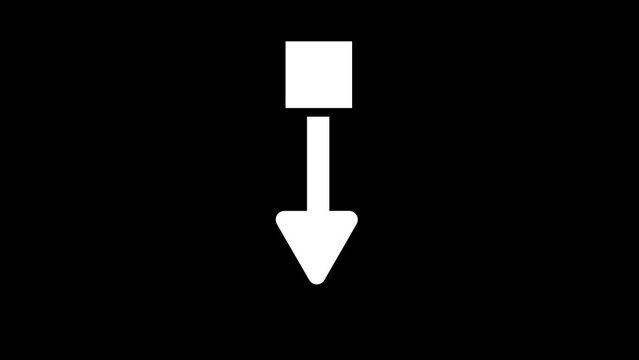 Animated direction arrow icon. Down side indicating concept on black background. k1_158
