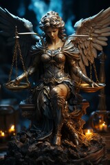 statue of an angel with the scales of justice in his hands. Made in AI
