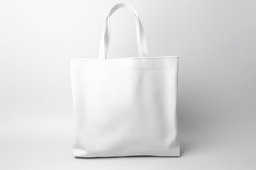 a mockup of a white tote bag made of cotton fabric on white background. a product design template.