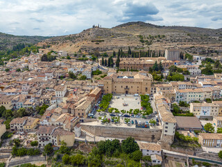 Ducal Palace, aerial view of Pastrana, Guadalajara province Spain,