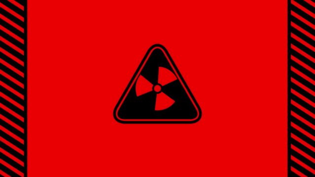 Dangerous radiation sign on triangle shape, warning about threat to life dangerous object animation. k1_212