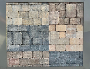Background of paving slabs for paths in close-up. Texture of paving slabs