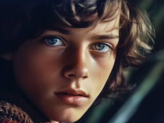 Enchanting Gaze - Portrait of a Young Boy with Mesmerizing Eyes - generative ai