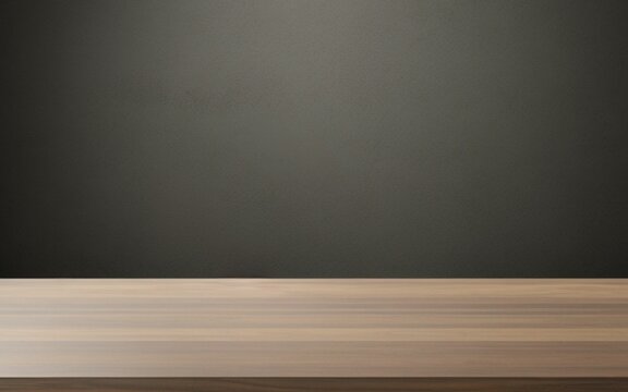black wall texture with wooden showcase
