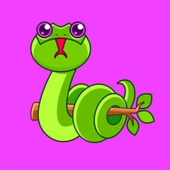 Fototapeta premium Vector of a green snake slithering in action with tongue