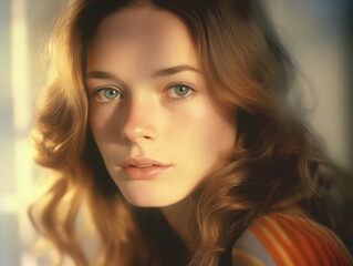 Fototapeta premium Mesmerizing portrait of a stunning young woman with a captivating gaze. Generative ai.