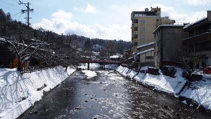 Winter in the village of snow in Takayama