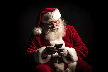 Santa Claus using smartphone