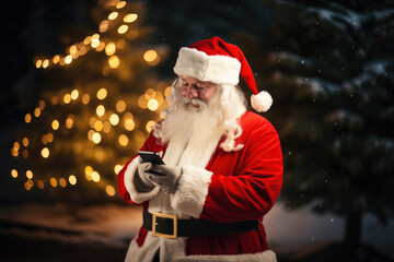 Santa Claus using smartphone